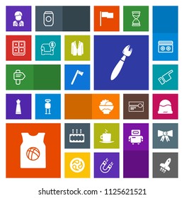 Modern, simple, colorful vector icon set with way, spanner, white, grain, bank, money, cappuccino, wrench, paint, direction, sport, people, pointing, cake, clothing, team, brush, male, dessert icons