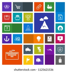 Modern, simple, colorful vector icon set with nature, cap, web, clown, idea, mountain, child, sky, work, hat, collection, keyboard, computer, blue, fashion, luggage, navy, holiday, car, baggage icons