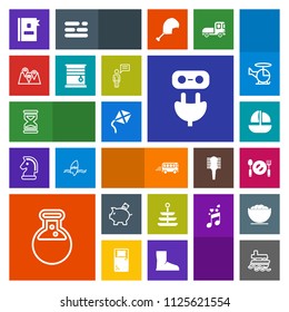 Modern, simple, colorful vector icon set with ocean, technology, boat, investment, map, business, medicine, telephone, equipment, energy, dinner, power, money, finance, sand, electricity, clock icons