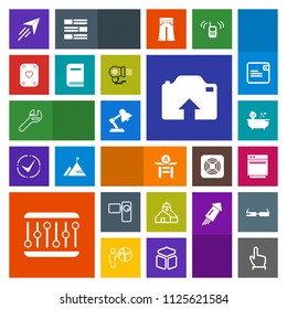 Modern, simple, colorful vector icon set with bath, baby, flight, button, wrench, concept, plane, construction, kitchen, paper, table, retro, appliance, gas, equipment, upload, click, finger icons