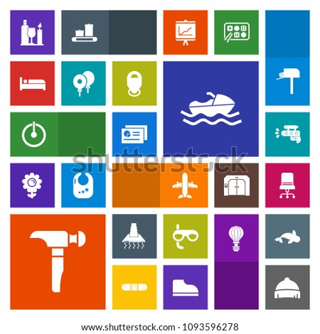 Modern, simple, colorful vector icon set with wine, pistol, graph, bed, armchair, saw, scuba, switch, interior, sea, comfortable, construction, document, water, furniture, ship, alcohol, sport icons