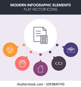 Modern, simple, colorful vector infographic background with summer, store, pc, video, cash, vision, keyboard, basket, laptop, web, sun, retro, coin, technology, banking, digital, modern, white icons