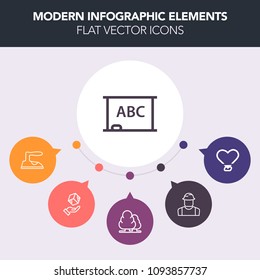 Modern, simple, colorful vector infographic background with person, blackboard, helmet, iron, love, domestic, work, environment, packaging, sign, heart, housework, black, engineer, shipping, man icons
