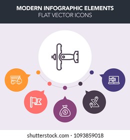 Modern, simple, colorful vector infographic background with pointer, help, business, finance, transport, air, flag, aircraft, dump, office, service, support, travel, war, lorry, nation, airplane icons