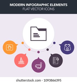 Modern, simple, colorful vector infographic background with estate, shipping, building, speed, truck, summer, nature, grizzly, wild, office, water, box, sea, house, warehouse, predator, big, new icons