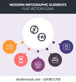 Modern, simple, colorful vector infographic background with closed, architecture, countdown, window, public, event, hour, meeting, presentation, property, sand, camera, home, estate, coin, sign icons