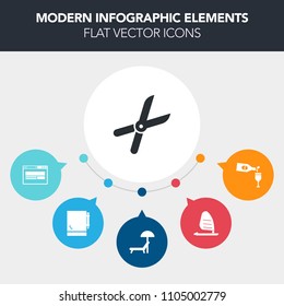 Modern, simple, colorful vector infographic background with drink, equipment, page, sea, metal, wine, beverage, umbrella, sport, website, glass, pruning, garden, business, alcohol, beach, home icons