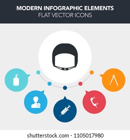 Modern, simple, colorful vector infographic background with engineering, member, network, person, drill, building, geometry, dentist, mobile, helmet, metal, construction, belt, worker, care, web icons