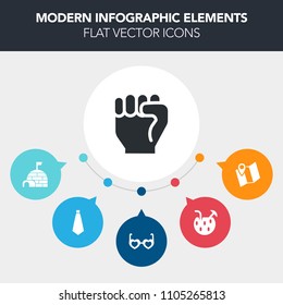 Modern, simple, colorful vector infographic background with finger, communication, navigation, human, tropical, cocktail, map, snow, retro, suit, arctic, drink, business, nature, robot, alcohol icons
