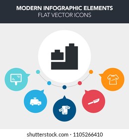 Modern, simple, colorful vector infographic background with fun, metal, bear, clothing, phone, fashion, traffic, meal, communication, restaurant, kitchen, car, little, duck, newborn, teddy, toy icons