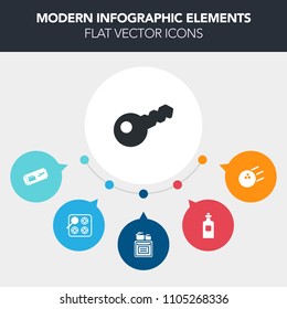 Modern, simple, colorful vector infographic background with fun, bowling, home, tourism, modern, appliance, heat, hot, ball, cook, alcohol, object, white, drink, competition, sign, security, key icons