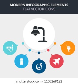 Modern, simple, colorful vector infographic background with flight, decor, water, fly, airplane, decoration, clothes, dessert, table, strawberry, female, plane, snorkeling, clothing, ice, summer icons