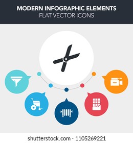 Modern, simple, colorful vector infographic background with lens, air, repair, water, sign, hot, camera, professional, movie, dirty, white, bar, media, handicap, dessert, tool, food, dark, video icons