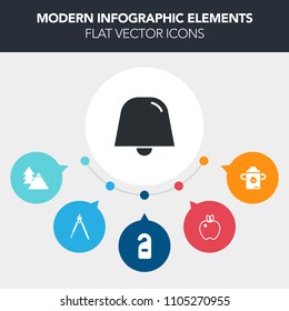 Modern, simple, colorful vector infographic background with food, metal, fresh, green, milk, hotel, fruit, work, plant, privacy, ripe, healthy, apple, tool, divider, environment, equipment, baby icons