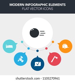 Modern, simple, colorful vector infographic background with repair, axe, transportation, vehicle, fun, message, van, construction, communication, foreman, recreation, sign, hotel, train, work icons