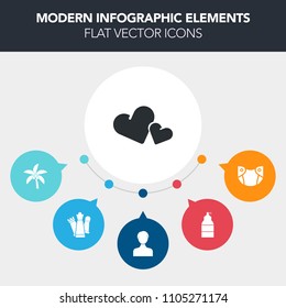 Modern, simple, colorful vector infographic background with nature, play, user, valentine, paint, coconut, diaper, strategy, chess, profile, nappy, white, infant, tropical, love, hygiene, child icons