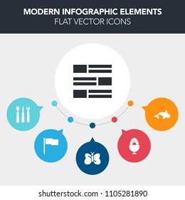 Modern, simple, colorful vector infographic background with web, fresh, white, decoration, newspaper, beauty, restaurant, dinner, news, holiday, collection, summer, sea, fork, flag, fish, egg icons