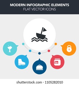Modern, simple, colorful vector infographic background with ocean, bar, service, ship, web, sport, alcohol, container, fashion, lime, padlock, sign, nautical, party, cocktail, lock, security icons