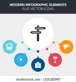 Modern, simple, colorful vector infographic background with earth, real, speaker, sign, system, musician, megaphone, audio, house, passenger, transportation, communication, concert, sound, loud icons