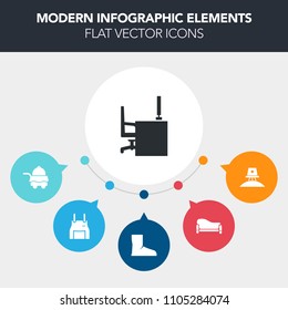 Modern, simple, colorful vector infographic background with comfortable, table, food, luxury, kitchen, cook, home, astronomy, room, top, modern, breakfast, astronaut, computer, notebook, galaxy icons