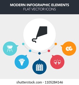 Modern, simple, colorful vector infographic background with happy, bbq, sweet, leisure, decoration, floral, game, fire, white, activity, day, sky, time, delicious, childhood, nature, brown, food icons