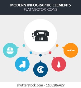 Modern, simple, colorful vector infographic background with telephone, mobile, sea, shipping, connection, marine, color, necktie, boat, paint, skating, communication, industrial, artist, object icons