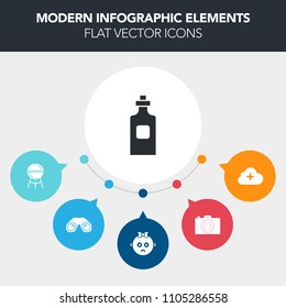 Modern, simple, colorful vector infographic background with equipment, little, alcohol, object, grilling, internet, cooking, cute, bottle, camera, lens, photography, web, photo, sad, glass, meat icons