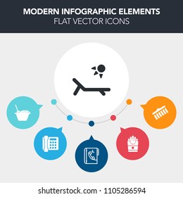 Modern, simple, colorful vector infographic background with chinese, snack, phone, telephone, creative, texture, paint, stain, bowl, internet, dinner, eat, yellow, shape, lunch, beach, food, sun icons