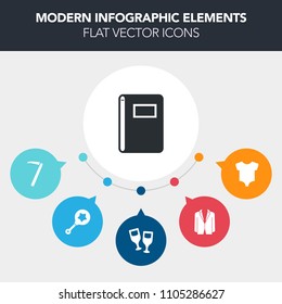 Modern, simple, colorful vector infographic background with shake, tie, male, hammer, paper, person, business, child, wrench, cute, boy, infant, small, work, book, play, restaurant, tool, suit icons