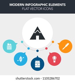Modern, simple, colorful vector infographic background with oven, health, yacht, sport, pen, hot, nutrition, sailboat, parachute, stove, white, travel, leisure, pencil, school, tent, tool, home icons