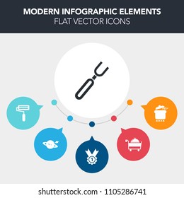Modern, simple, colorful vector infographic background with cook, sign, dinner, lunch, planet, service, cuisine, astronomy, saturn, winner, meat, cutlery, menu, card, healthy, universe, award icons
