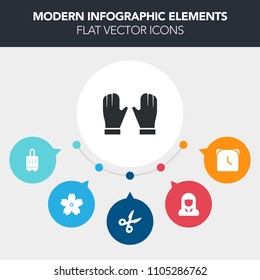 Modern, simple, colorful vector infographic background with travel, branch, glove, woman, speed, black, young, time, girl, japan, watch, nature, tool, sakura, pink, cut, face, beauty, flower icons