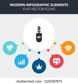 Modern, simple, colorful vector infographic background with shell, seashell, mollusk, cosmetic, crown, ocean, blossom, fashion, cart, girl, information, flower, pink, makeup, king, sea, business icons