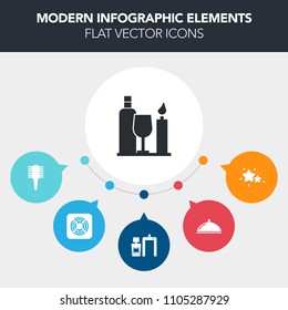 Modern, simple, colorful vector infographic background with female, nature, drink, ventilator, sign, medical, blue, alcohol, night, hairbrush, star, care, cooling, fashion, hairstyle, beauty icons