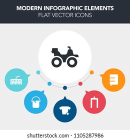 Modern, simple, colorful vector infographic background with business, background, clothes, bike, keyboard, sound, painter, paint, xray, house, decoration, object, road, motor, book, man, extreme icons