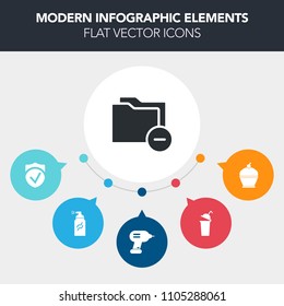 Modern, simple, colorful vector infographic background with pie, city, equipment, paper, street, open, dessert, check, sweet, work, drink, file, document, beverage, hot, data, graffiti, security icons