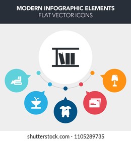 Modern, simple, colorful vector infographic background with education, fountain, interior, child, sculpture, paper, school, furniture, library, equipment, modern, water, baby, heavy, machine icons