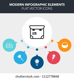 Modern, simple, colorful vector infographic background with button, back, studio, education, concert, people, microphone, download, sign, passport, parachuting, arrow, voice, white, mic, web icons