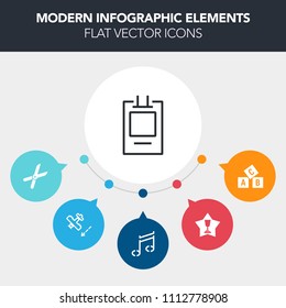 Modern, simple, colorful vector infographic background with abc, tag, win, garden, equipment, first, flight, pruning, aircraft, competition, retro, work, label, sign, air, music, transportation icons