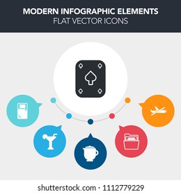 Modern, simple, colorful vector infographic background with business, sign, blank, paper, vegas, alcohol, pot, drink, empty, win, file, play, travel, folder, hotel, card, cup, no, glass, office icons
