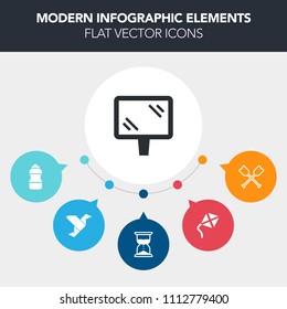 Modern, simple, colorful vector infographic background with bird, creative, minute, time, bottle, boat, sport, street, graphic, sand, city, leisure, summer, toy, origami, plastic, hour, oar, art icons