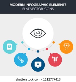 Modern, simple, colorful vector infographic background with human, mouth, computer, ear, nose, first, power, diagram, music, award, mobile, place, web, bomb, audio, fire, business, explosion icons