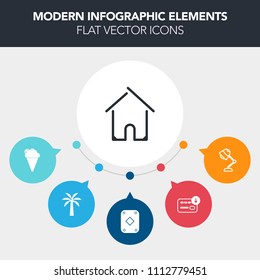 Modern, simple, colorful vector infographic background with bulb, interior, summer, strawberry, real, building, business, estate, white, dessert, poker, card, black, modern, architecture, house icons