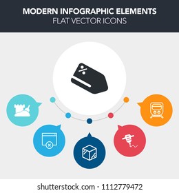 Modern, simple, colorful vector infographic background with track, web, tag, equipment, approve, template, sale, rail, sign, repair, railway, sea, gift, product, transport, work, station, power icons