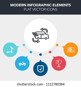 Modern, simple, colorful vector infographic background with freight, scooter, automobile, courier, destruction, car, broken, vehicle, help, delivery, speed, glass, phone, office, automotive icons