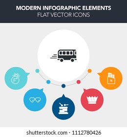 Modern, simple, colorful vector infographic background with travel, traffic, scale, speed, temperature, meteorology, thermometer, jewelry, luxury, sun, bar, measurement, king, transportation icons