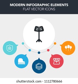Modern, simple, colorful vector infographic background with musician, celebration, business, digital, phone, safety, information, communication, support, piano, internet, telephone, sign, estate icons