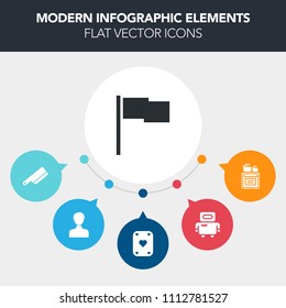Modern, simple, colorful vector infographic background with sign, knife, web, futuristic, future, account, silverware, home, restaurant, internet, science, digital, food, gambling, table, casino icons