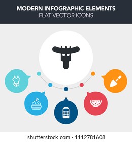 Modern, simple, colorful vector infographic background with american, equipment, technology, bread, snack, beach, phone, food, meat, shovel, dinner, wireless, screwdriver, meal, lettuce, tool icons