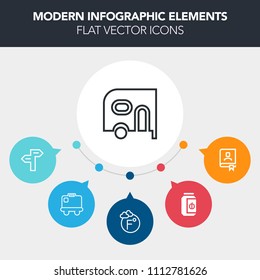 Modern, simple, colorful vector infographic background with office, transportation, container, address, note, road, degree, jam, way, transport, thermometer, white, arrow, delivery, contact, van icons